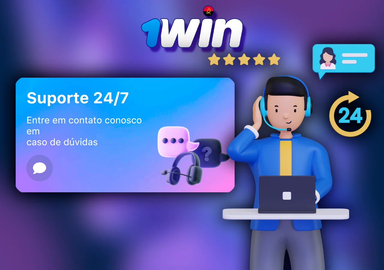 Banner do departamento de apoio no 1Win, gestor ao lado